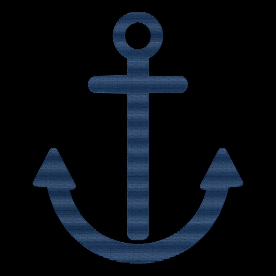Anchor machine embroidery design, stitched