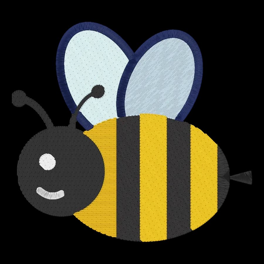 Bumblebee machine embroidery design, stitched