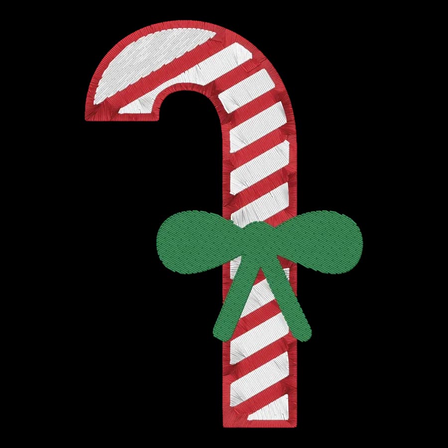 Candy cane machine embroidery design, stitched