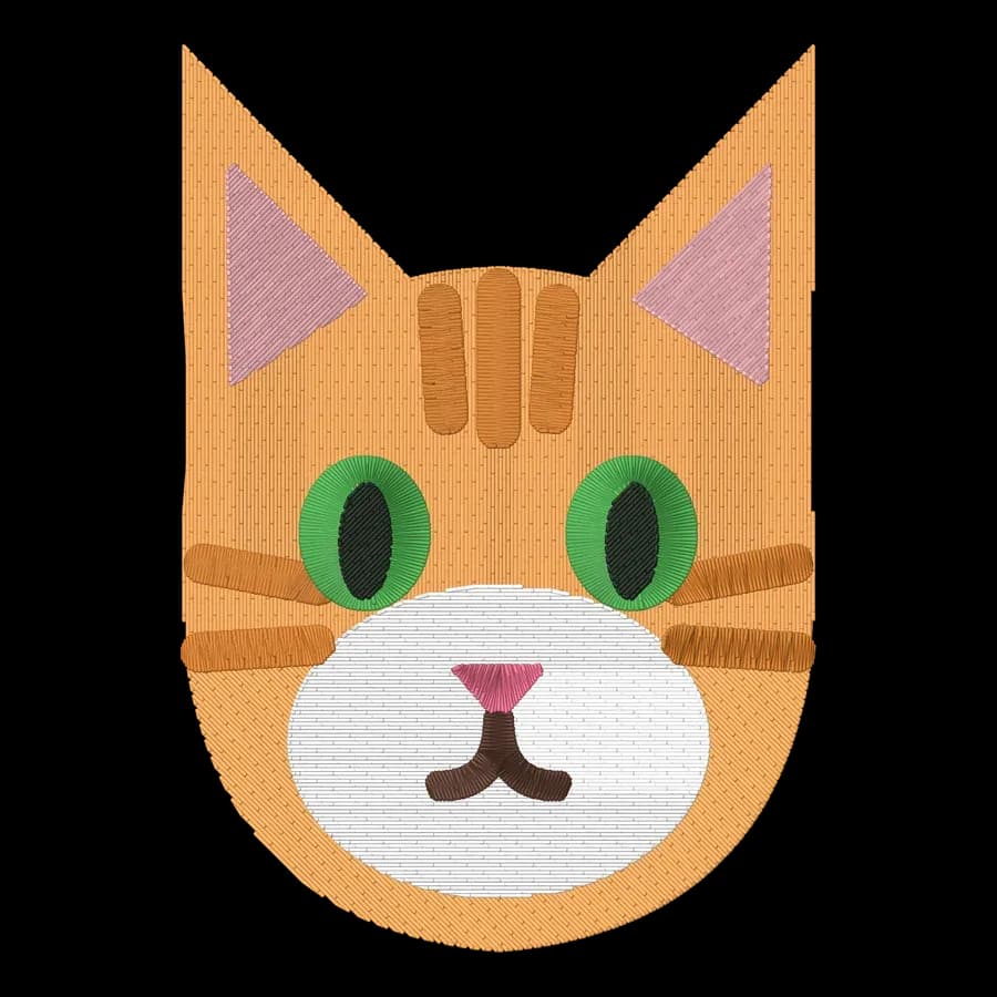 Cat face machine embroidery design, stitched