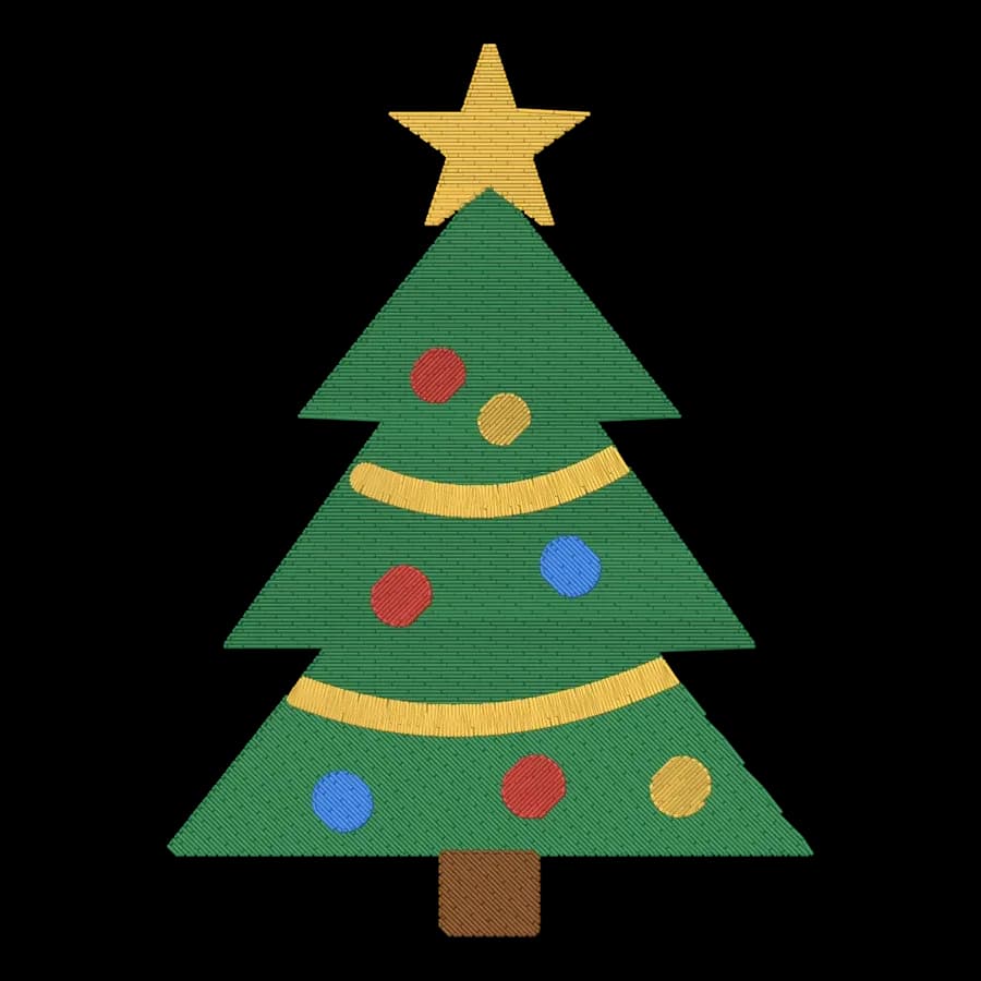 Christmas tree machine embroidery design, stitched