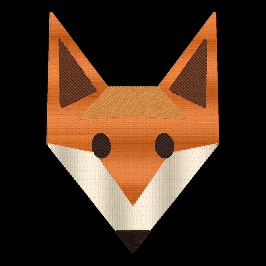 Fox PES embroidery design, stitched