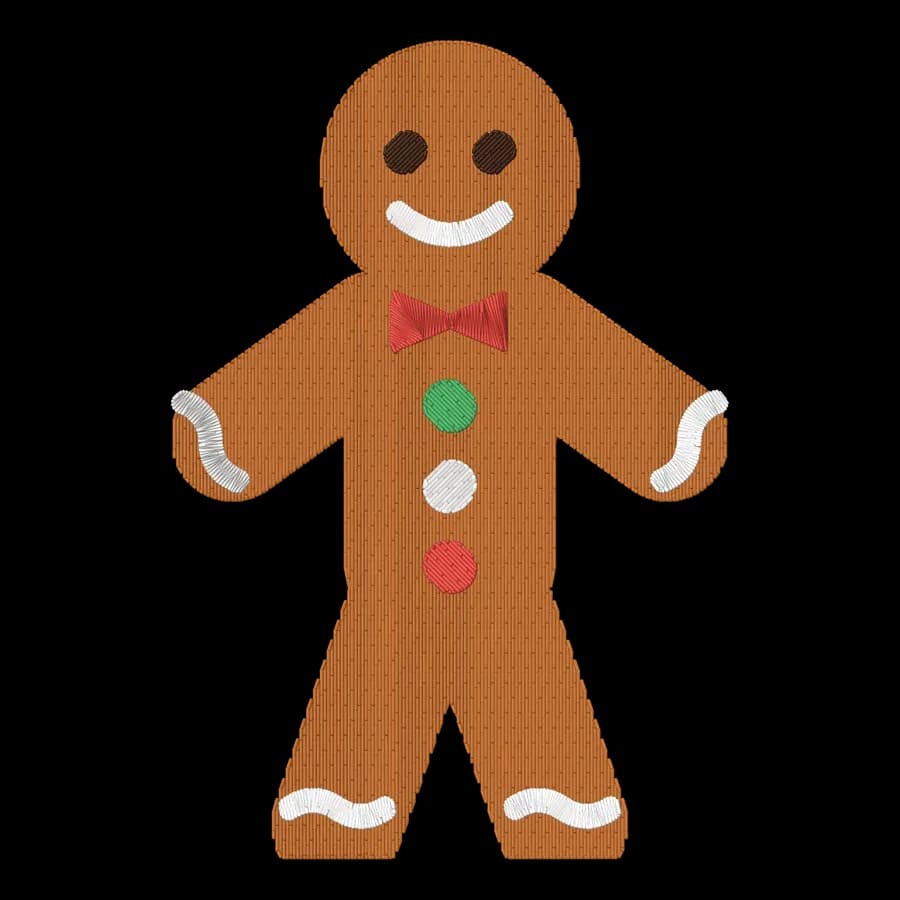 Gingerbread man machine embroidery design, stitched