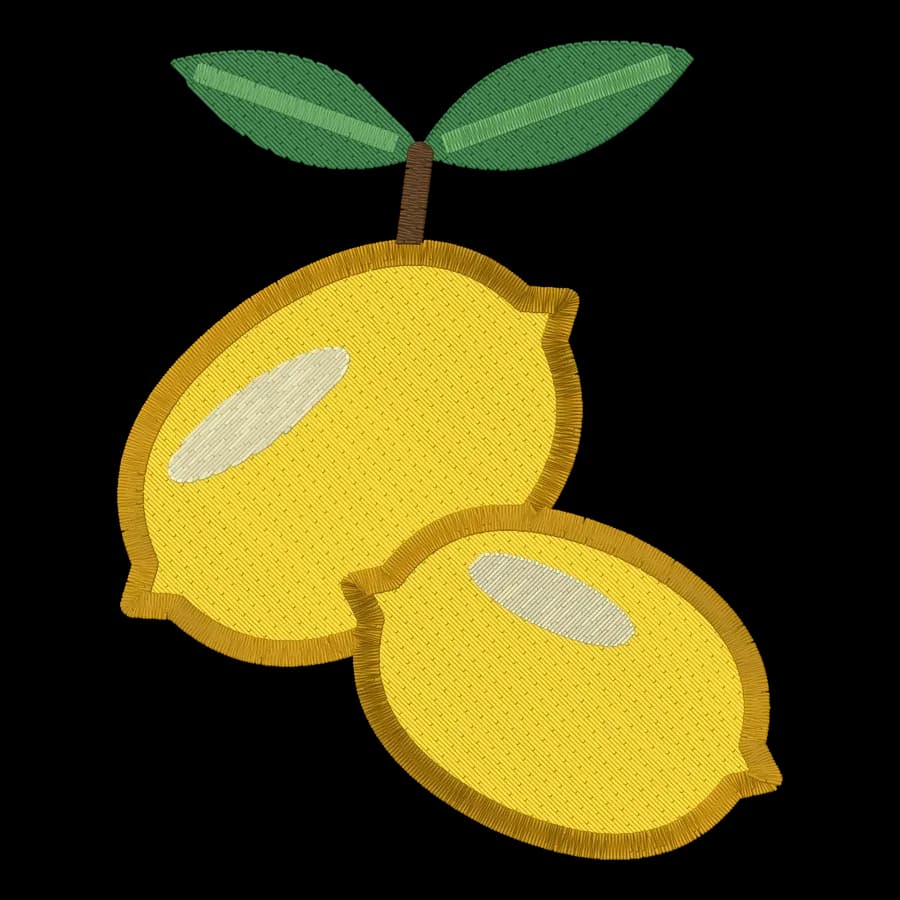 Lemons machine embroidery design, stitched