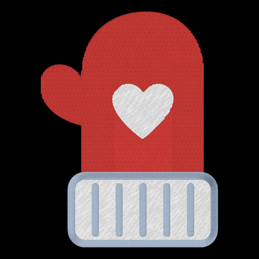 Mitten machine embroidery design, stitched