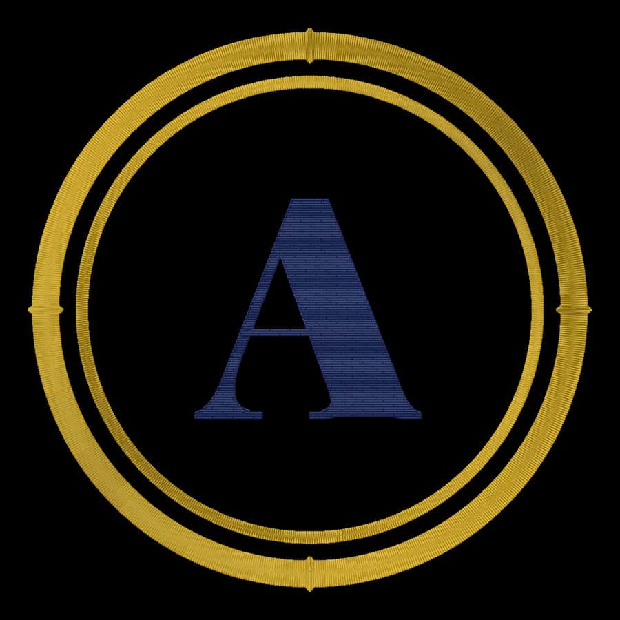 Letter A monogram embroidery design