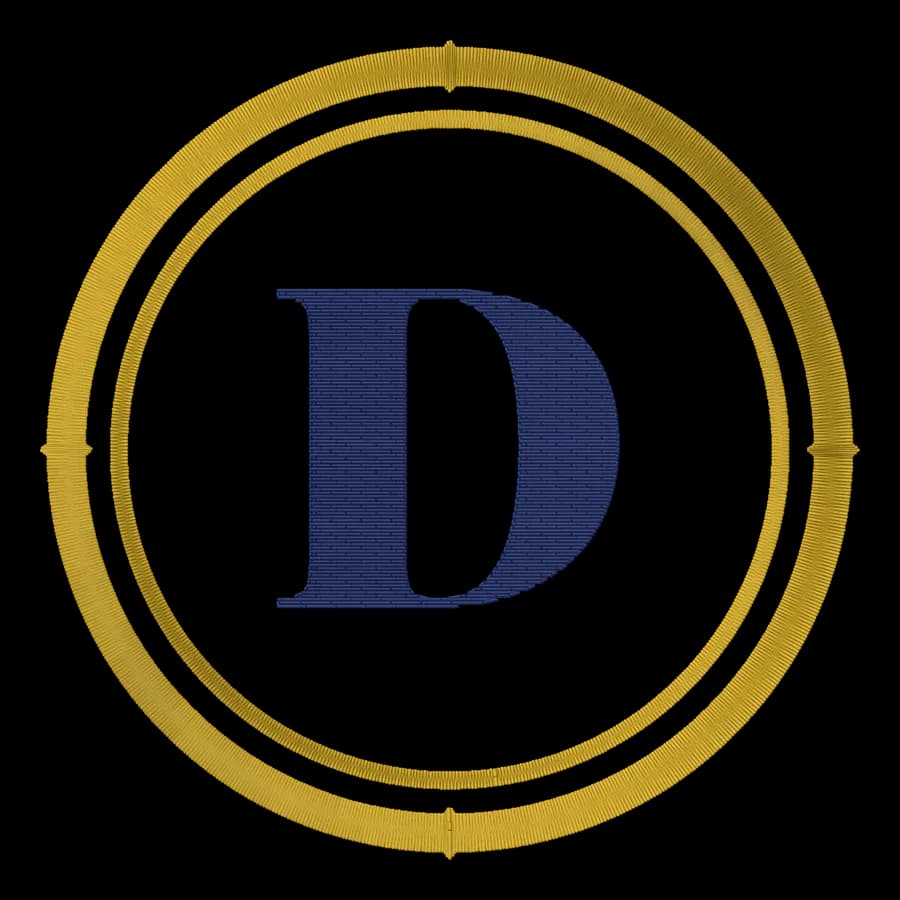 Letter D monogram embroidery design