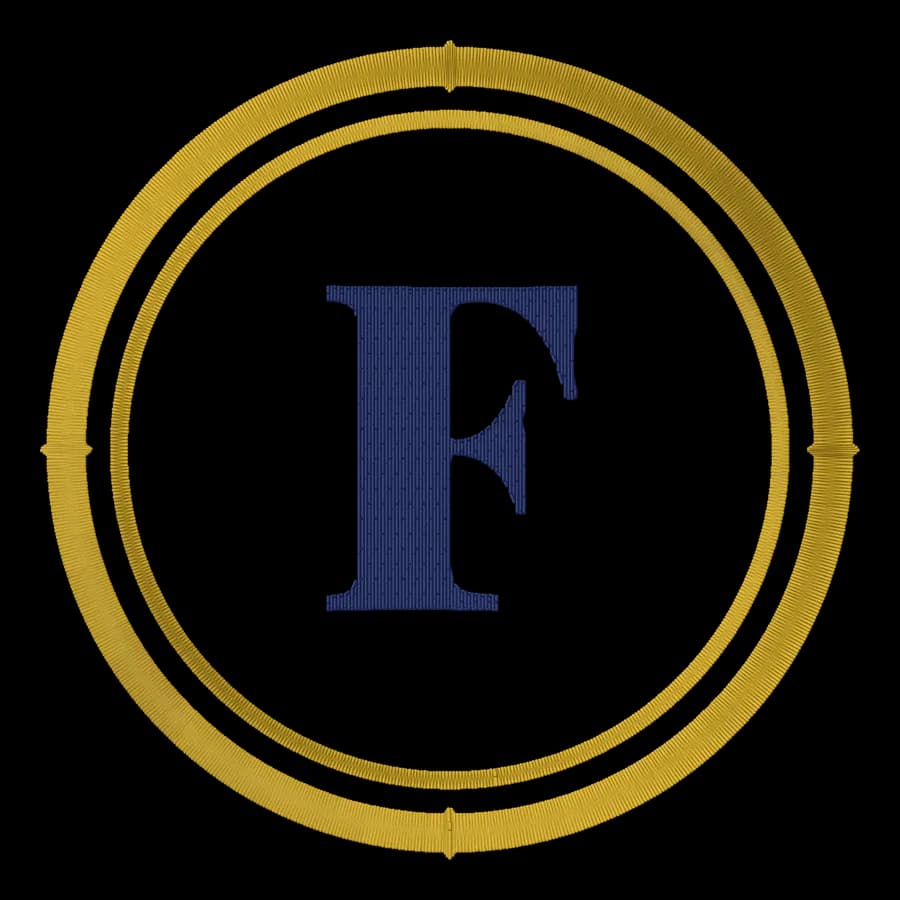 Letter F monogram embroidery design