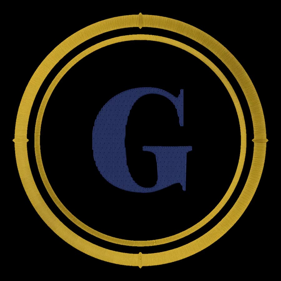 Letter G monogram embroidery design