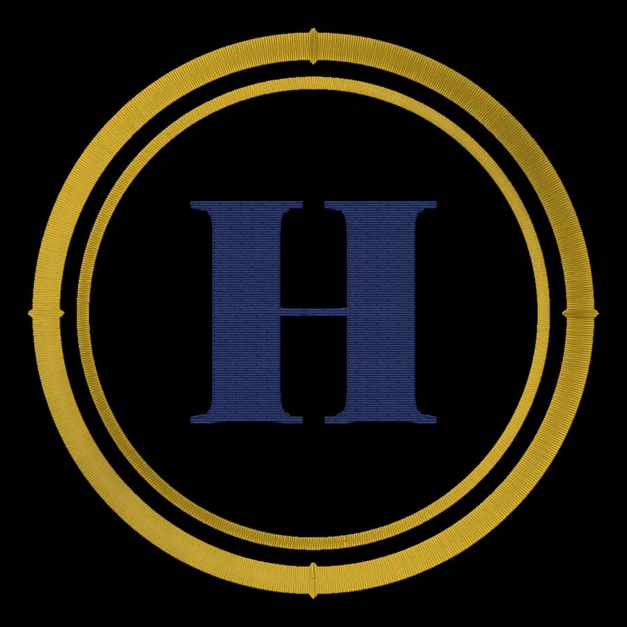 Letter H monogram embroidery design