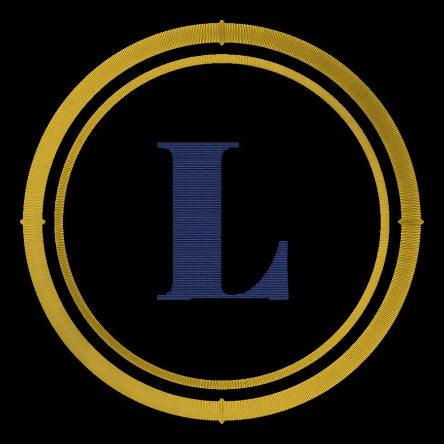 Letter L monogram embroidery design