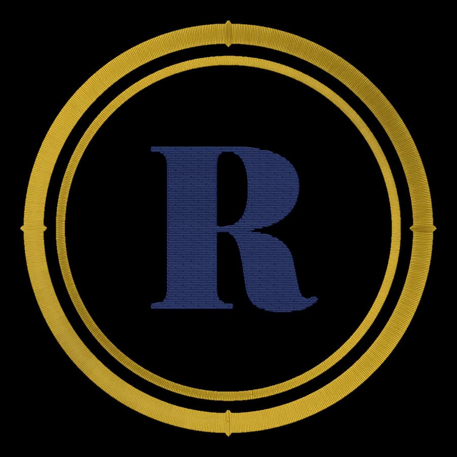 Letter R monogram embroidery design
