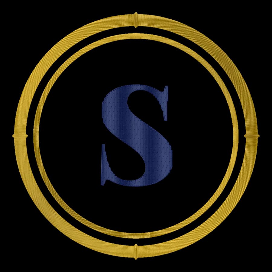Letter S monogram embroidery design