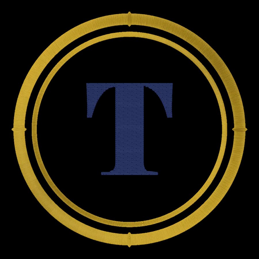 Letter T monogram embroidery design