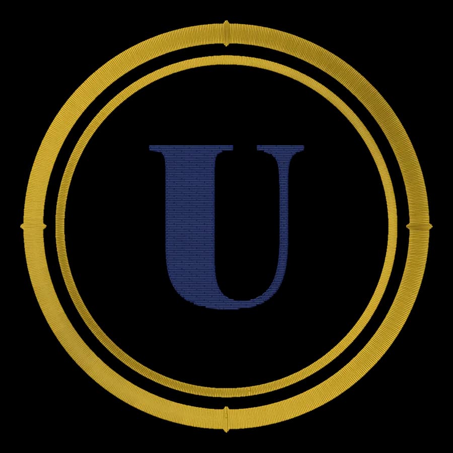 Letter U monogram embroidery design
