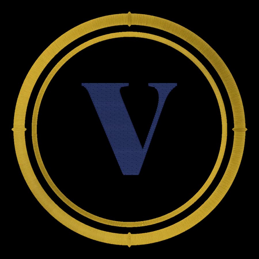 Letter V monogram embroidery design