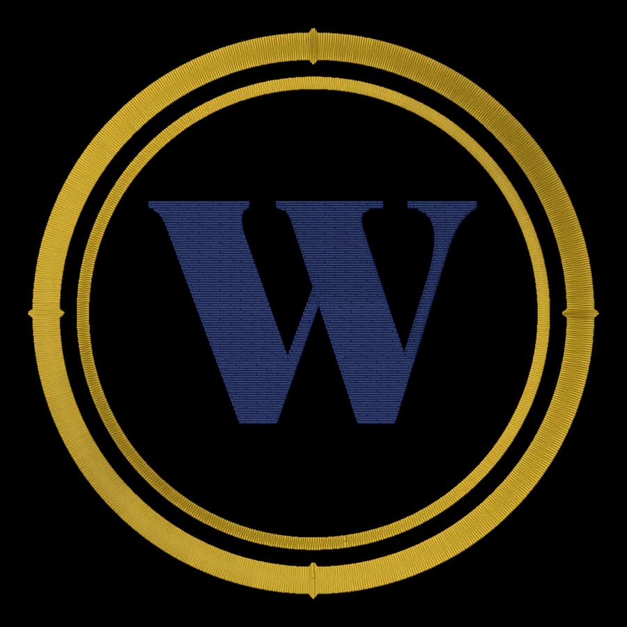 Letter W monogram embroidery design