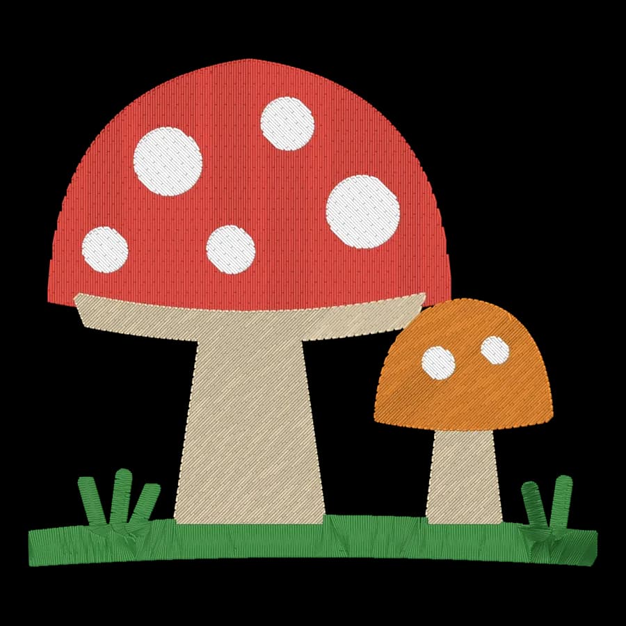 Mushrooms machine embroidery design, stitched