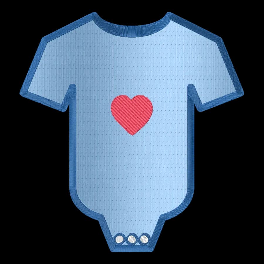 Baby bodysuit machine embroidery design, stitched