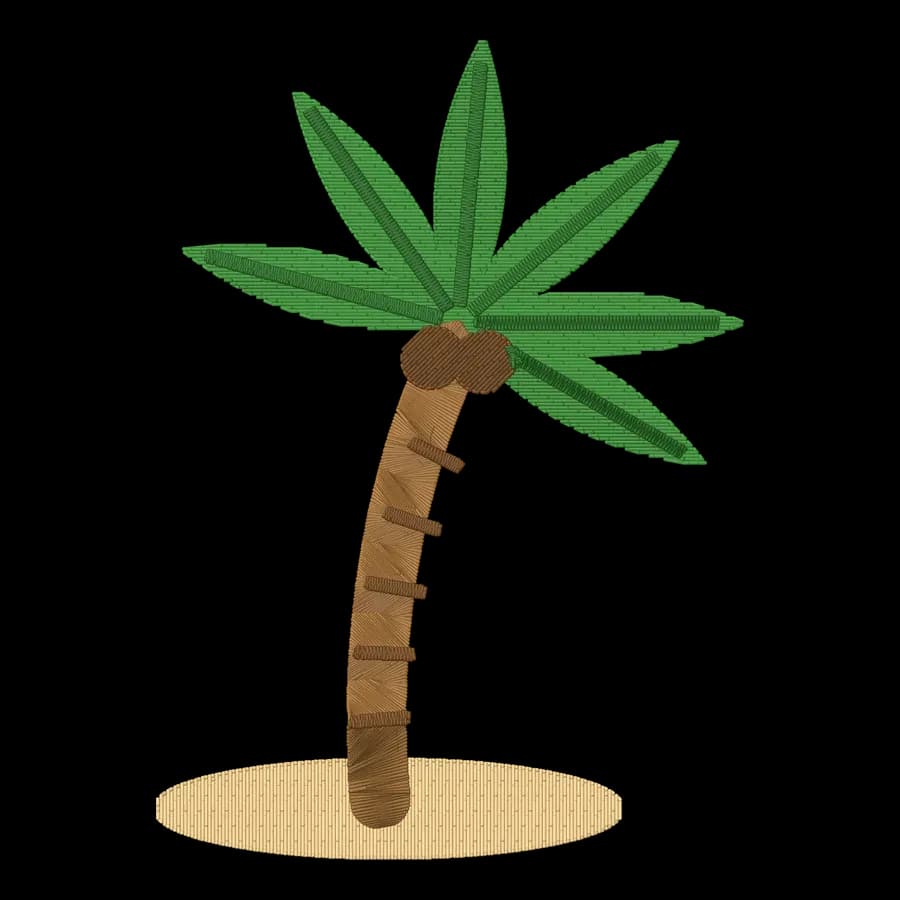 Palm tree machine embroidery design, stitched
