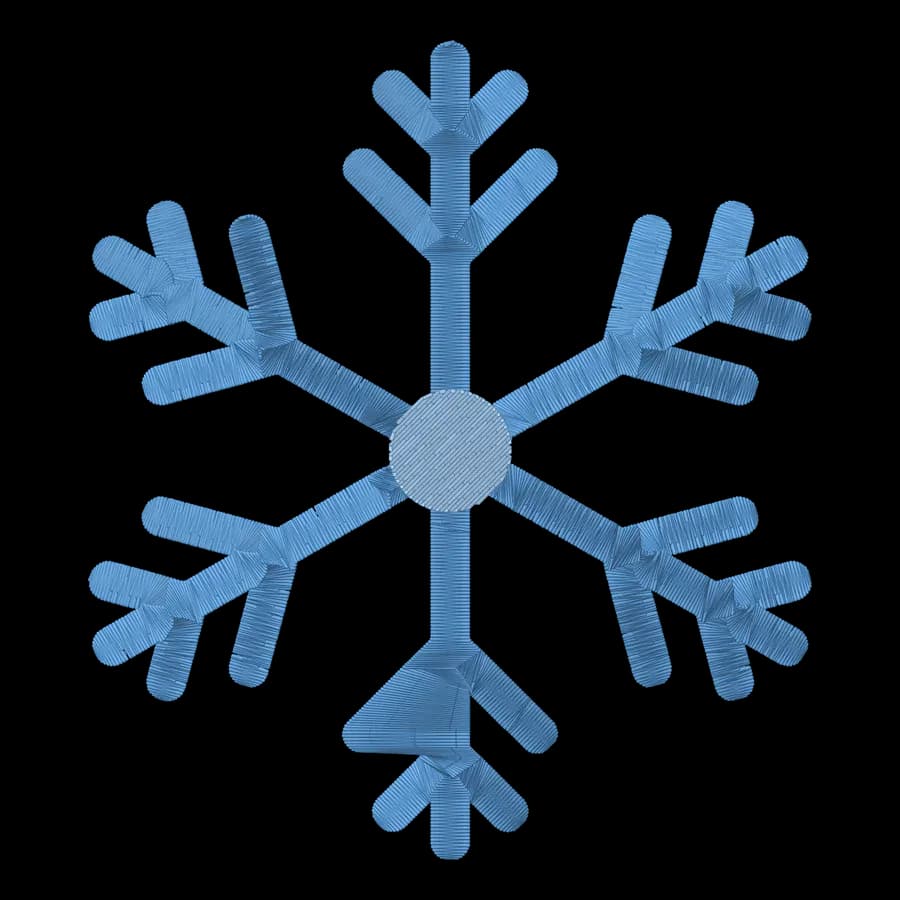Snowflake machine embroidery design, stitched
