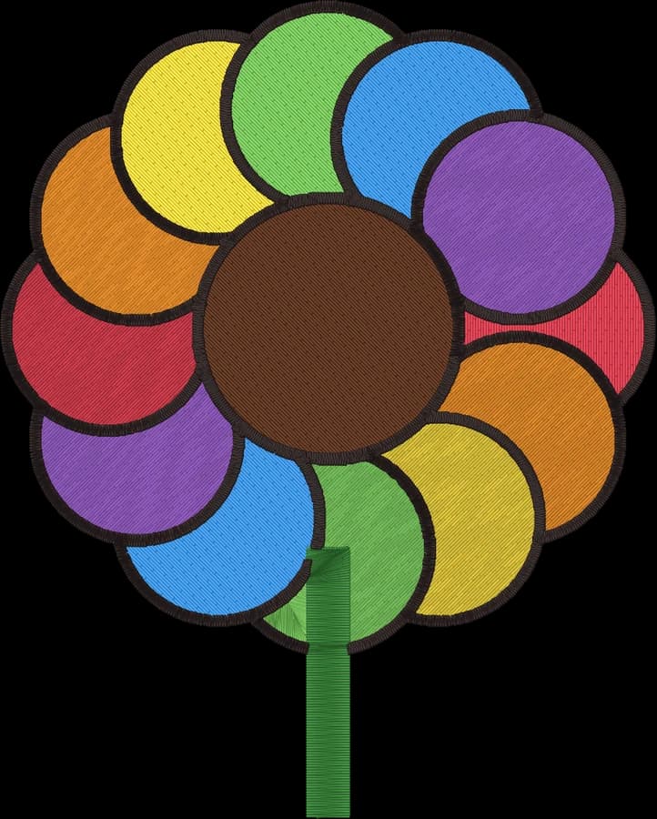 Flower clip art digitized into a nine-color embroidery design