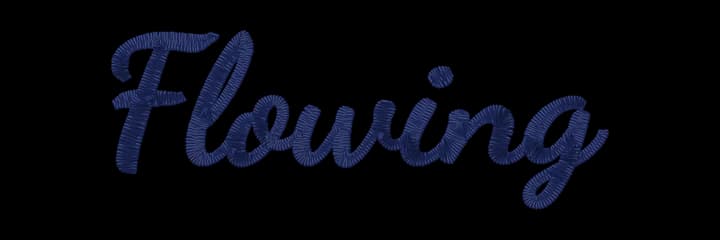 Flowing embroidery font sample, stitched