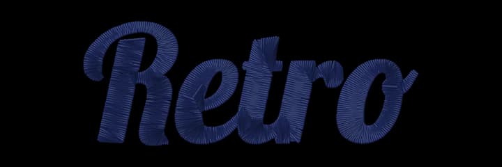 Retro embroidery font sample, stitched