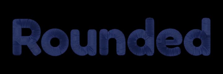 Rounded embroidery font sample, stitched