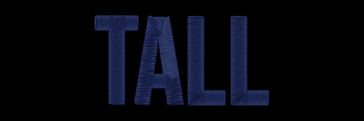Tall embroidery font sample, stitched