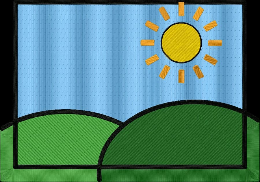 The cartoon landscape digitized for a Tajima DST file