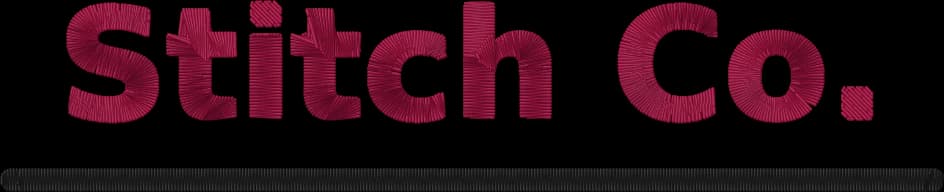 Text logo digitized into satin stitch lettering
