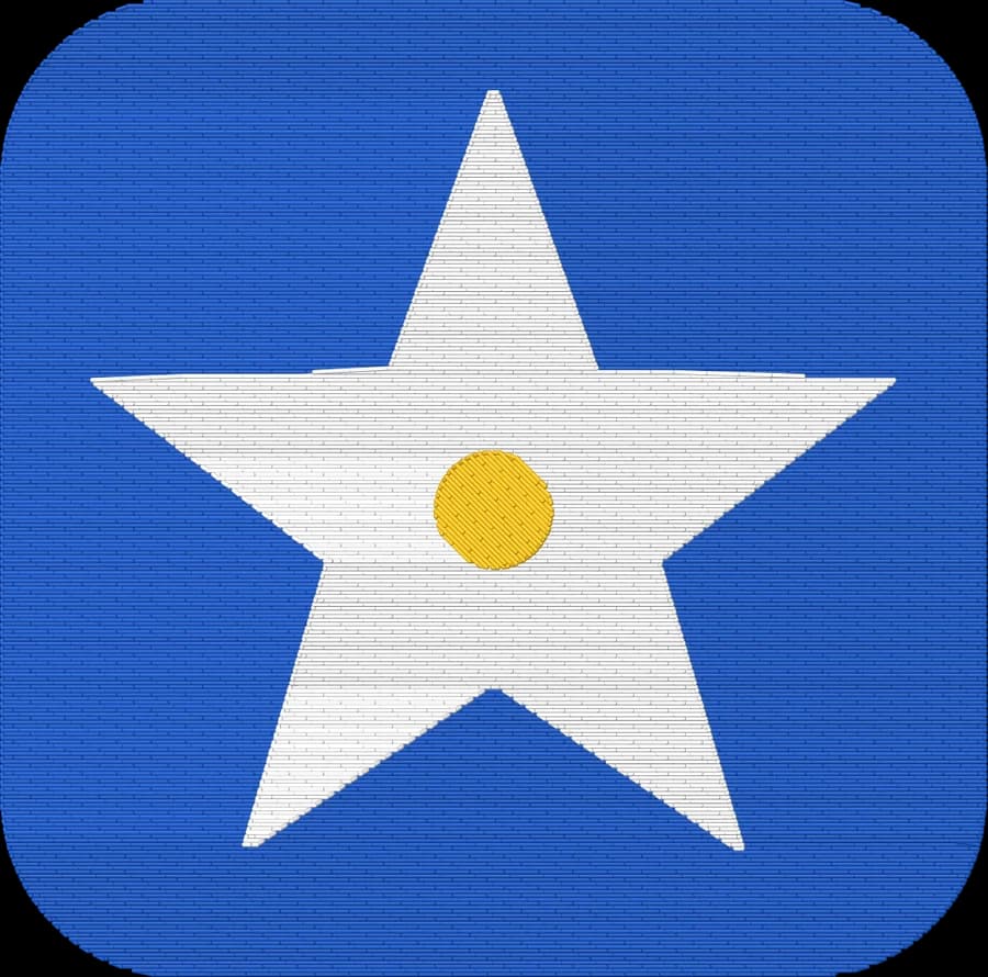 Star icon digitized into an embroidered patch